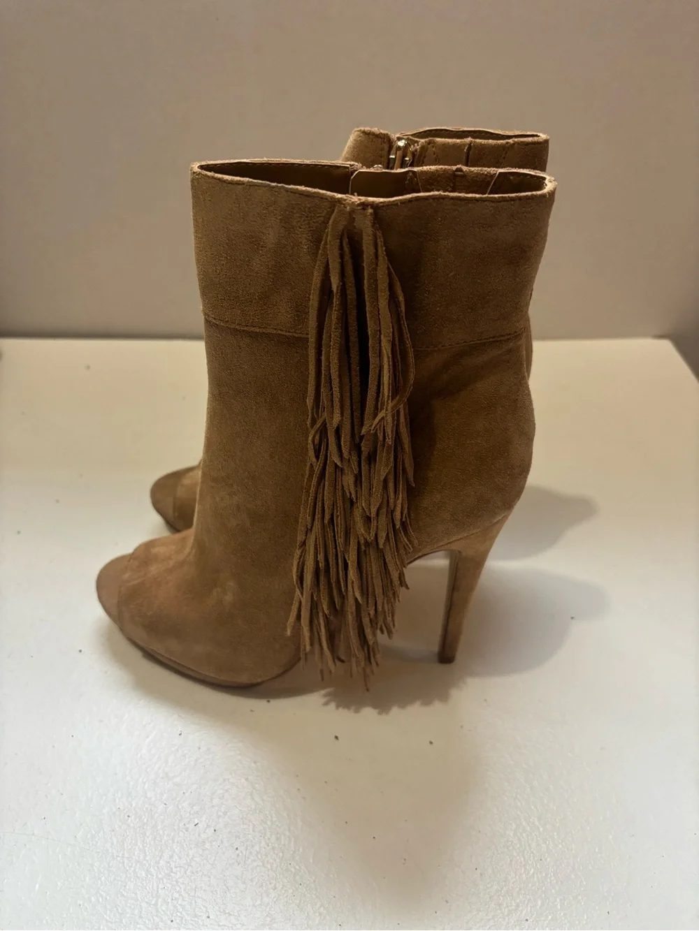 BCBGeneration Fringed Open Toe Booties Size 10 M